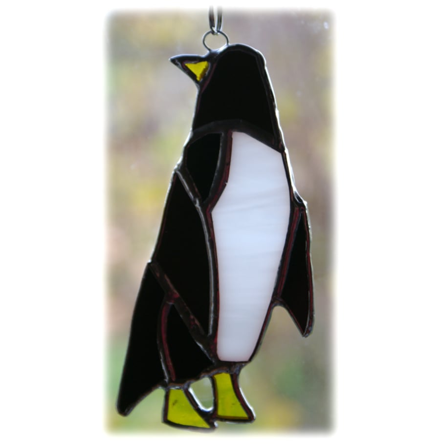 SOLD Penguin Suncatcher Stained Glass Handmade 