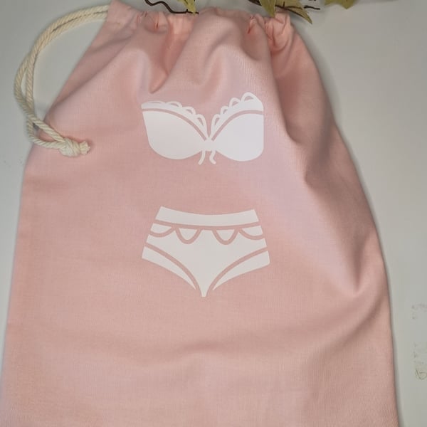 Underwear bag. Lingerie bag. Holiday bag. Personalised travel bag. Handmade 