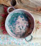 Earthenware pottery painted bowl rustic organic shape lavender purple  pinch pot