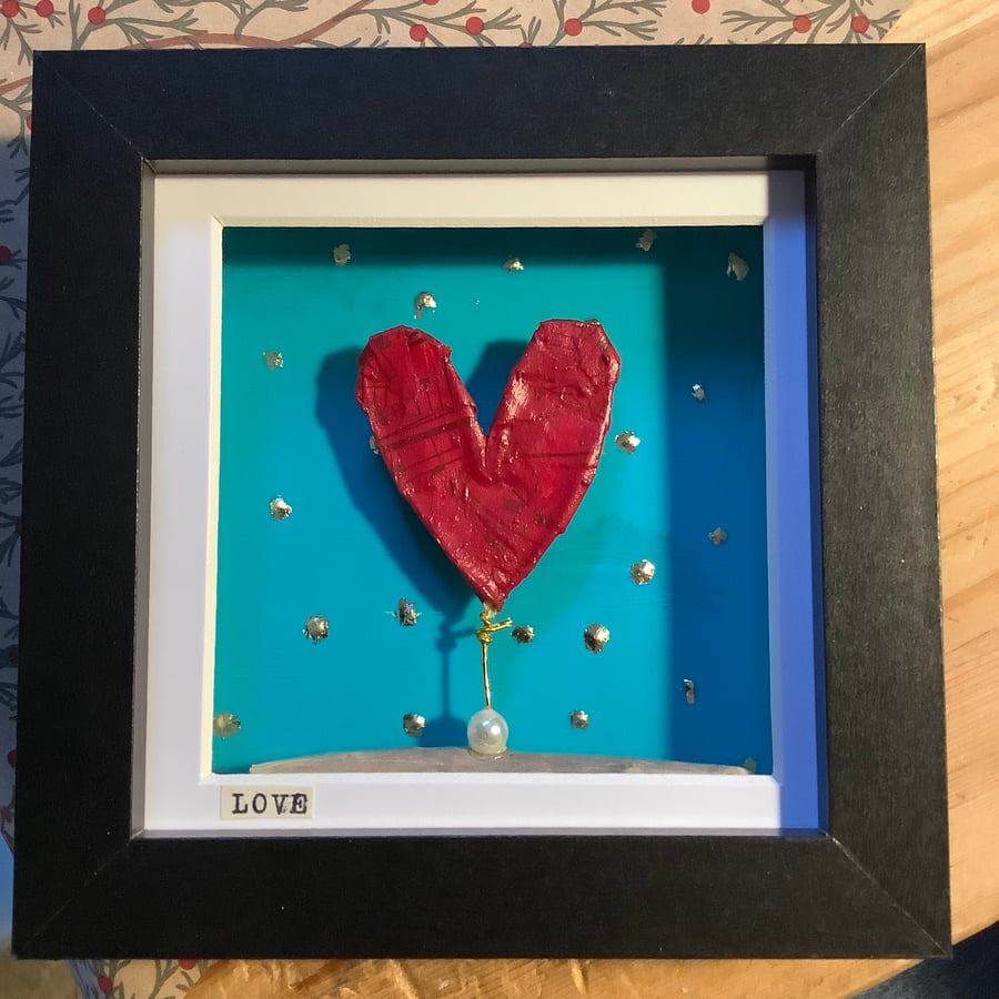Love. Mixed media picture. Hearts. Valentines. Wedding. Gift 