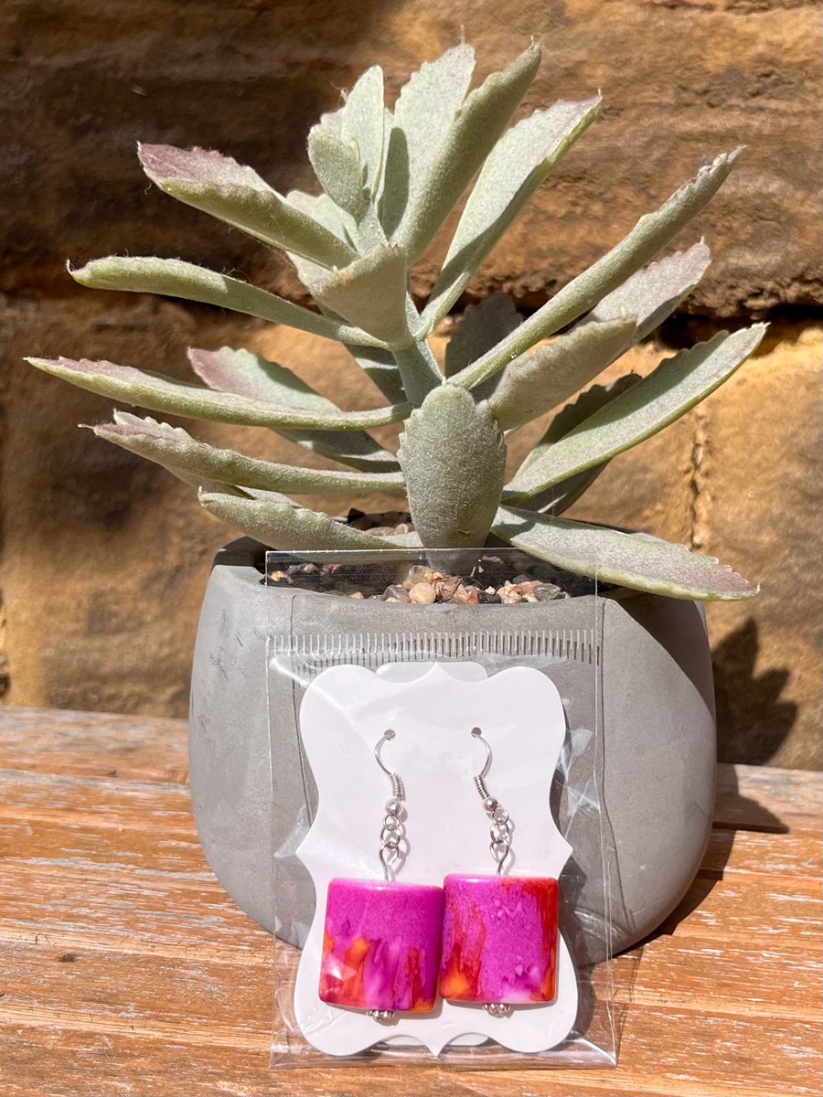 Large purple bead dangle earrings