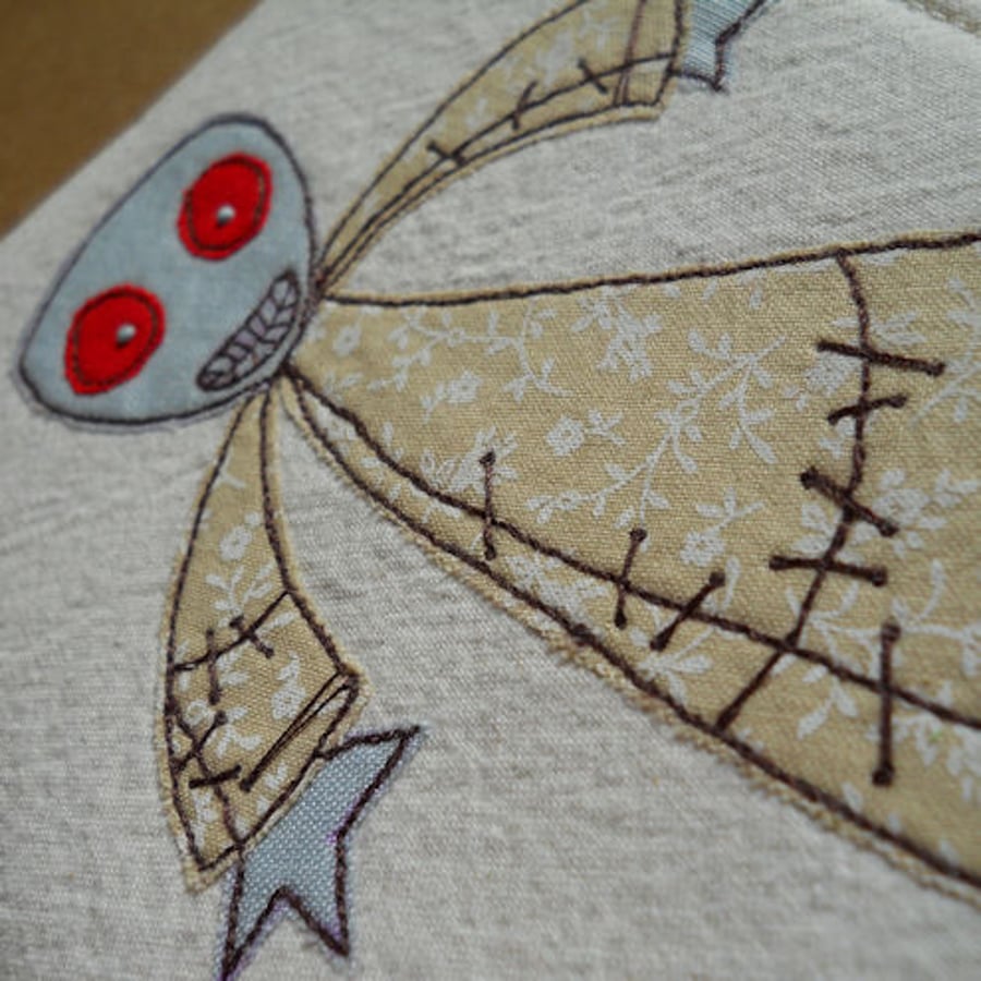 embroidered zombie fabric notebook cover - A6 size