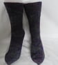 Hand-cranked Knitted Ribbed Wool Socks Size 6 to 7