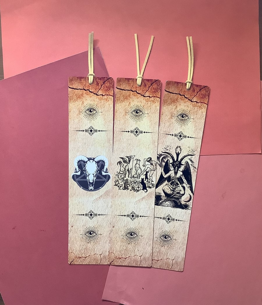 Handmade Gothic Bookmark Set Leather Tassel Horror Gift Set