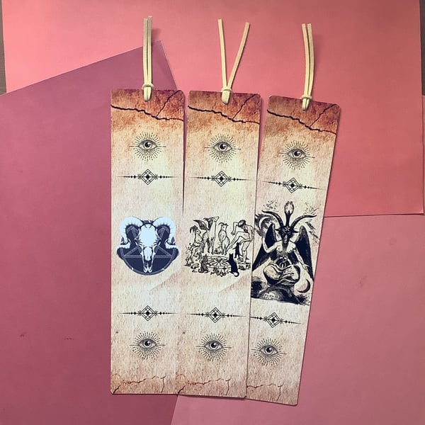 Handmade Gothic Bookmark Set Leather Tassel Horror Gift Set