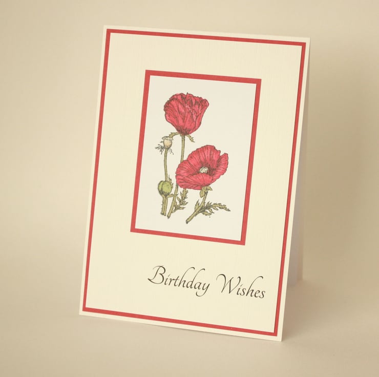 Poppy Birthday card - Folksy