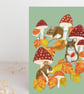 Mice toadstool wildlife blank card