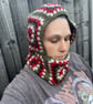 Handmade Crochet Granny Square Balaclava Hood - Winter Hooded Cowl in Green - Image 5