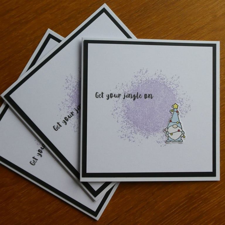 Pack of 3 Christmas Cards - Gnomes with Tree Lights