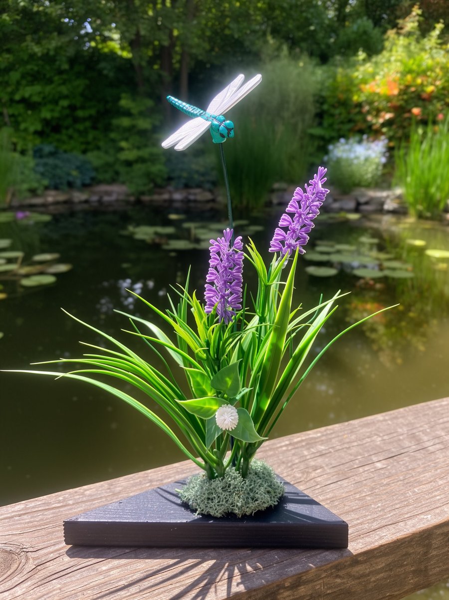 Dragonfly Display On Wood Plinth