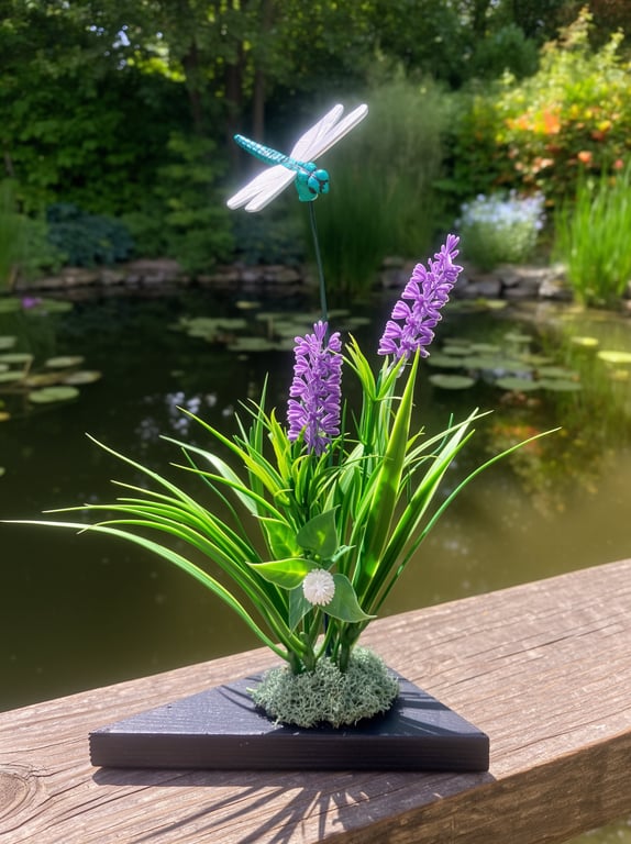 Dragonfly Display On Wood Plinth