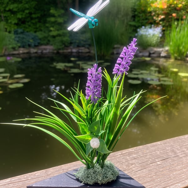 Dragonfly Display On Wood Plinth