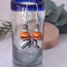 Dangly Polymer Clay Earrings in a Black and White Multi Swirl