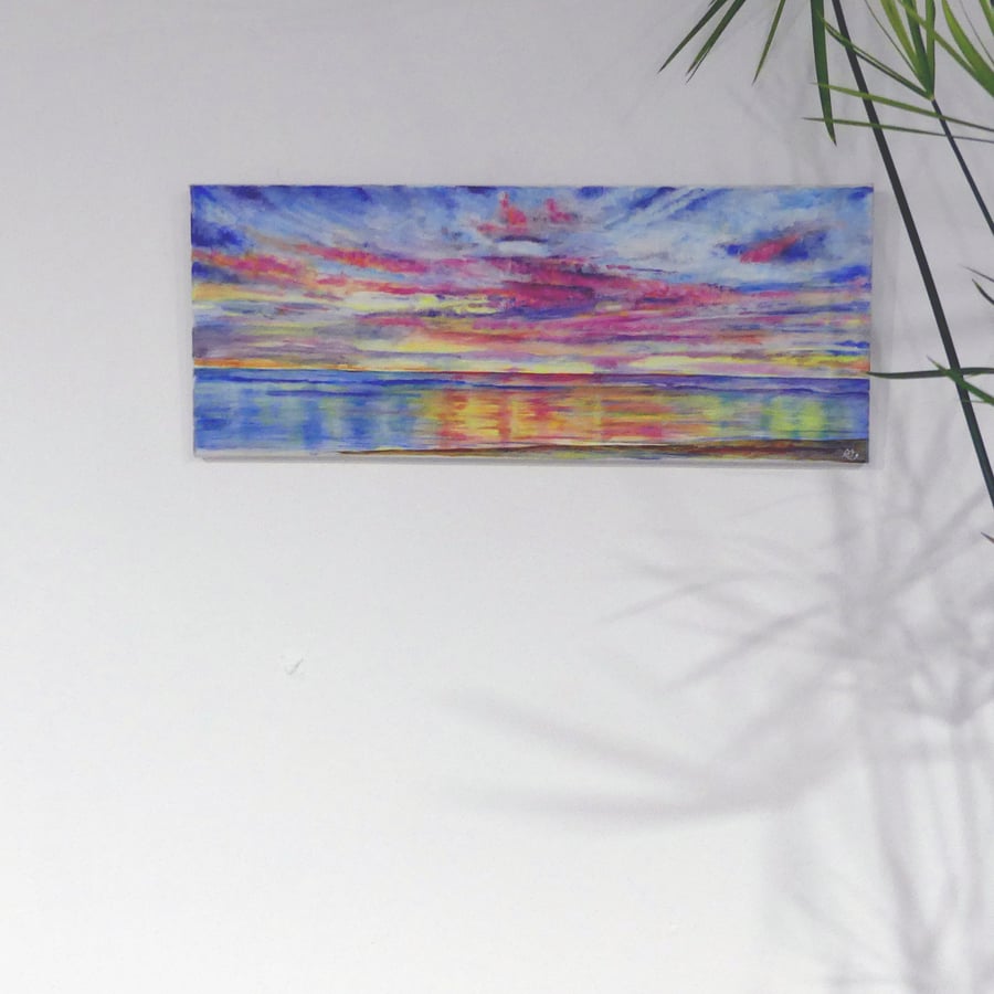 Tropical Sunset Original Oil Painting 