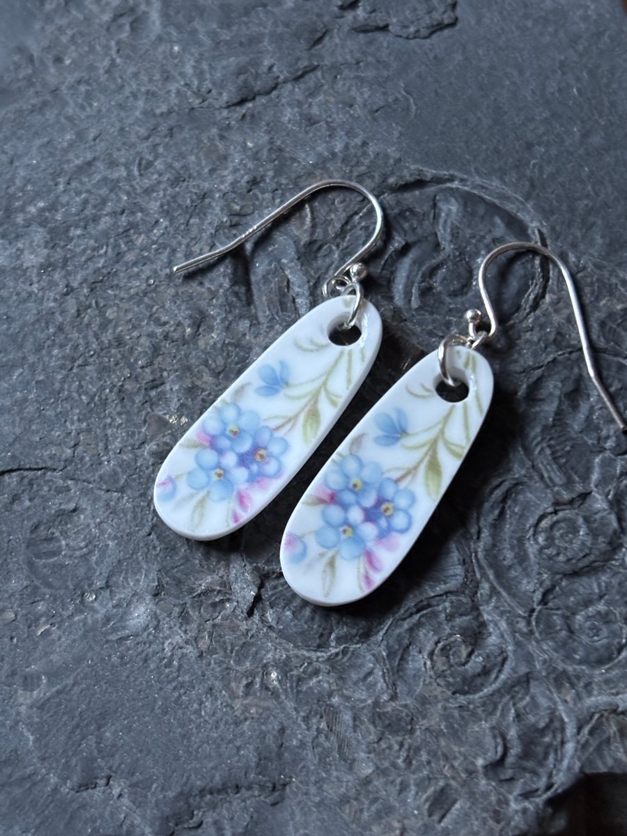 Handmade Earrings One of a Kind Sterling Silver Eco Friendly Gifts Forget Me Not