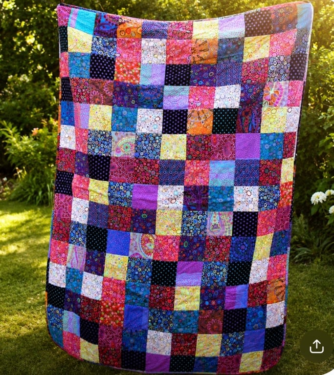 Patchork Quilt Single Size Throw mostly Kaffe Fassett Fabric