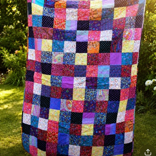 Patchork Quilt Single Size Throw mostly Kaffe Fassett Fabric