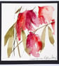 Handpainted Blank Card Of Red Abstract Papery Flowers - Image 2