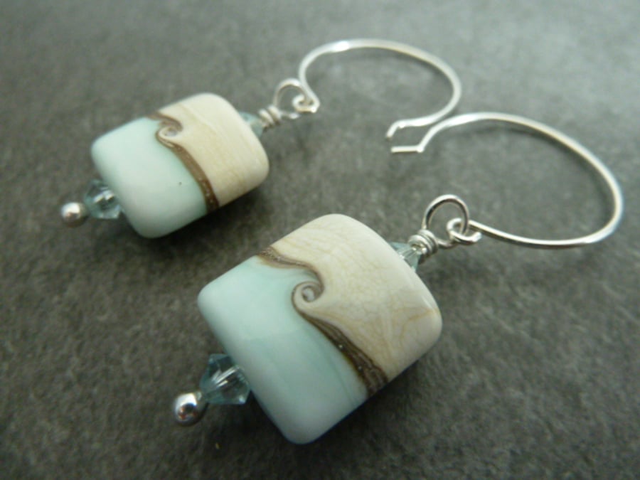 sterling silver, lampwork glass earrings