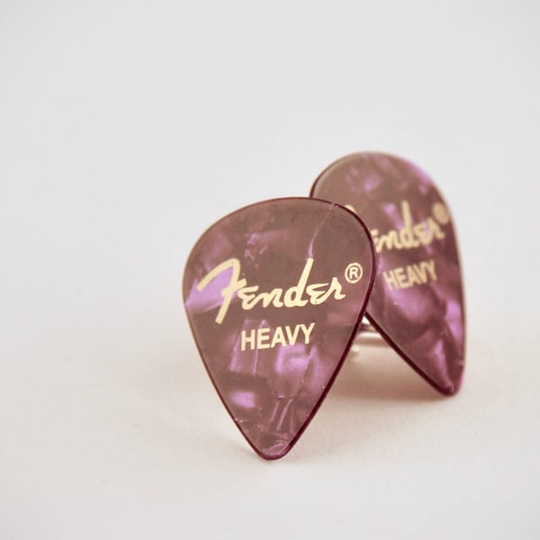 Purple marble effect Fender Plectrum Silver Plated Cufflinks.