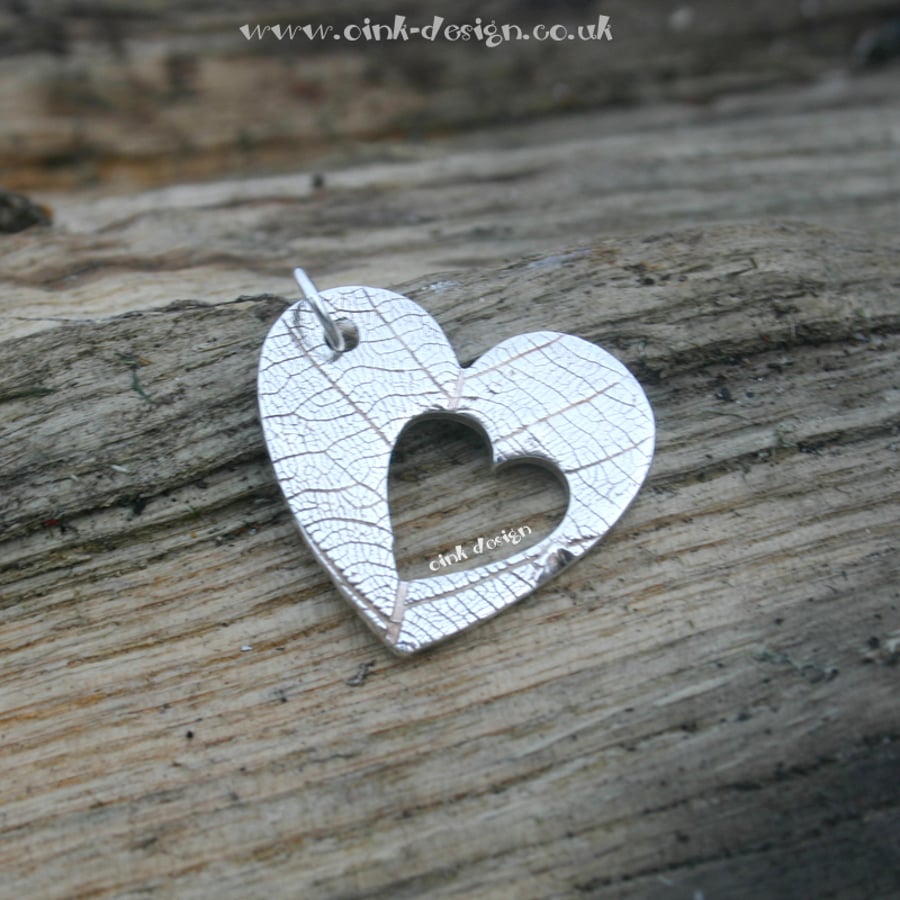 Fine silver heart pendant