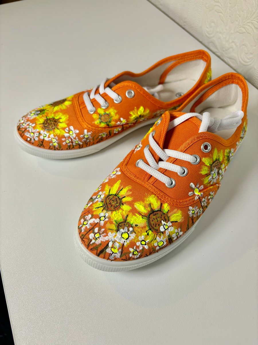 A pair of hand painted and sealed shoes by Andrew Jenkins 