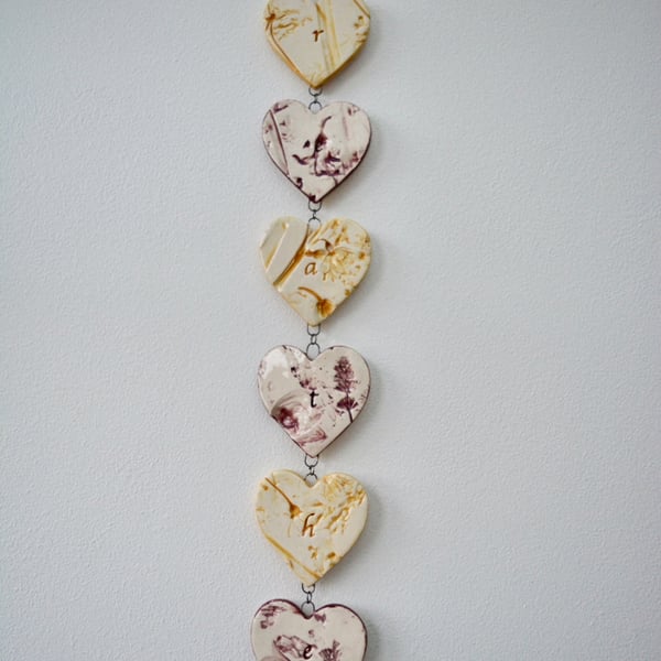 Ceramic Heart Hanging Decoration - Botanical Impressions - Nature Wall Art