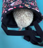 Flower hedgehogs padded bonding bag, carry bag for hedgehogs. Fleece lined.