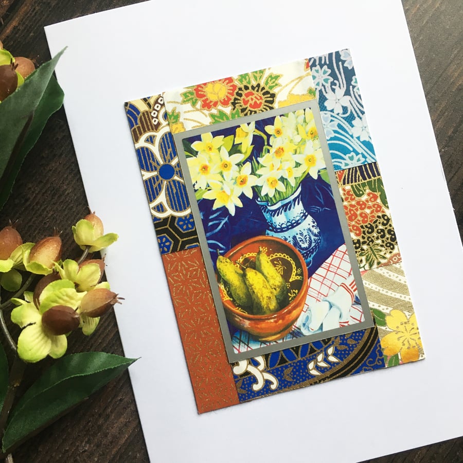 Handmade card, mothers day card, easter card, daffodils, card for mum,