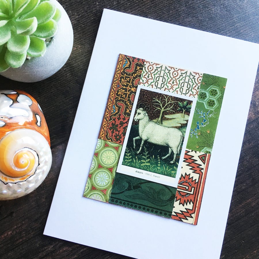 ON SALE: Handmade aries card, aries birthday, aries ram, Aries,