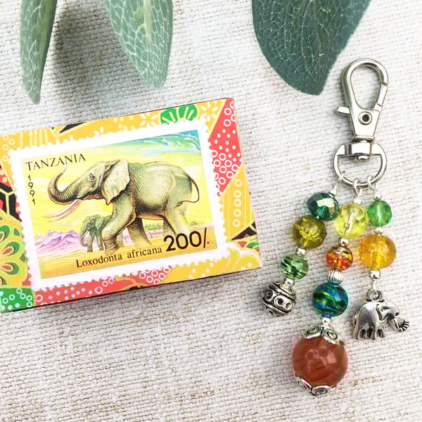Elephant bag charm, elephant lover, elephant gift, elephant charm