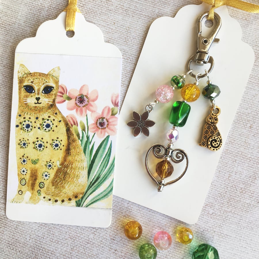 Cat bag charm and matching tag.