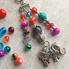 Elephant bag charm, Indian elephant, semi-precious beads gift for elephant lover
