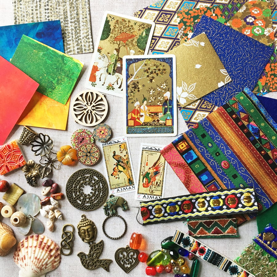Craft stash, mixed media kit, craft bundle, craft kit, craft supplies, ephemera