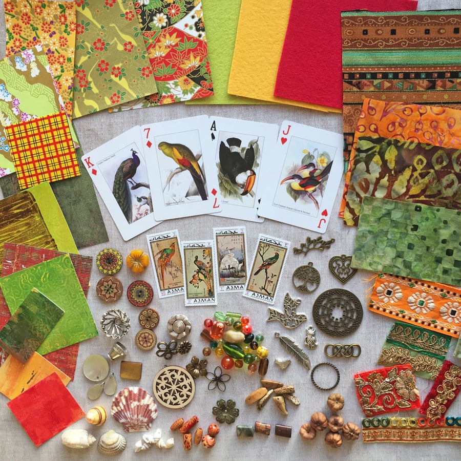 Mixed media kit, craft bundle, craft supplies, craft stash.