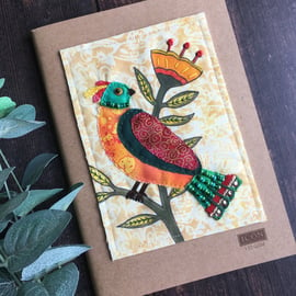 Decorated A5 sketchbook, pretty notebook, gift for artist, folk bird