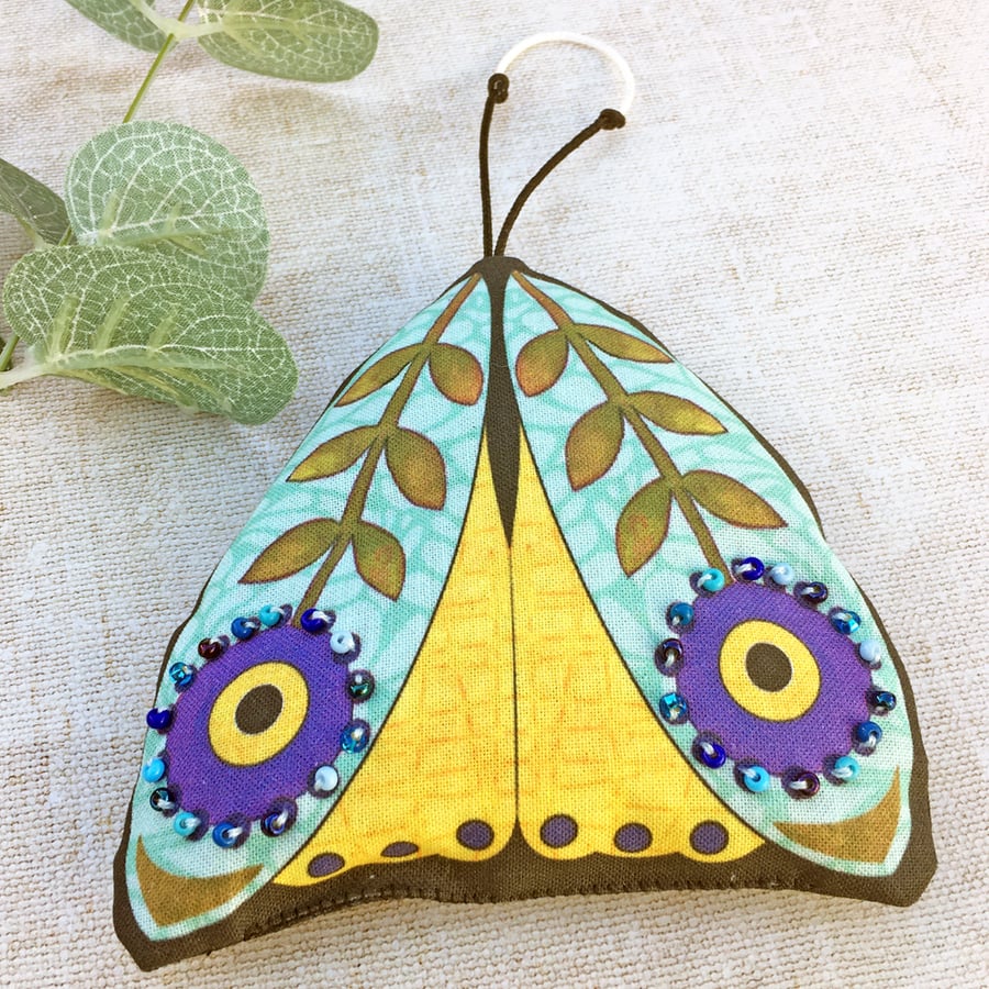 Hanging lavender bag, handmade lavender sachet gift for moth lover, scented gift