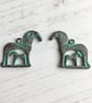 Two Mykonos Mare and Foal charms, verdigris, horse lover, Greek horse, 