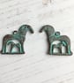Horse charm, Greek Mykonos Mare and Foal charms, verdigris, Greek horse