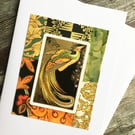 Handmade card with vintage playing card - card to frame - pheasant illustration