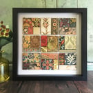 Collage tiles made with decorative papers, boho home decor, quirky art,