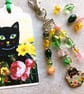 Cat bag charm, black cat, cat charm, cat in a cup, cat gift, cat lover, cat