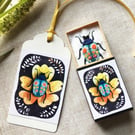Embroidered beetle in upcycled vintage matchbox, keepsake gift, beetle lover