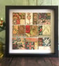 Collage tiles made with decorative papers, boho home decor, quirky art,