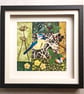 Blue tit textile artwork, fabric bird art, textile collage, gift for bird lover