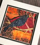 Blackbird textile picture, gift for bird lover, fabric bird picture - Image 3