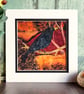 Blackbird textile picture, gift for bird lover, fabric bird picture - Image 6
