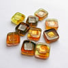 Czech glass, pressed, table cut 14mm square beads