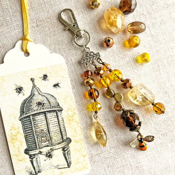 Bee bag charm, bee charm, bag charm for bee lovers, semi-precious Citrine
