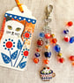 Cat bag charm, cat charm, white cat, cat gift, cat lover, cat present,